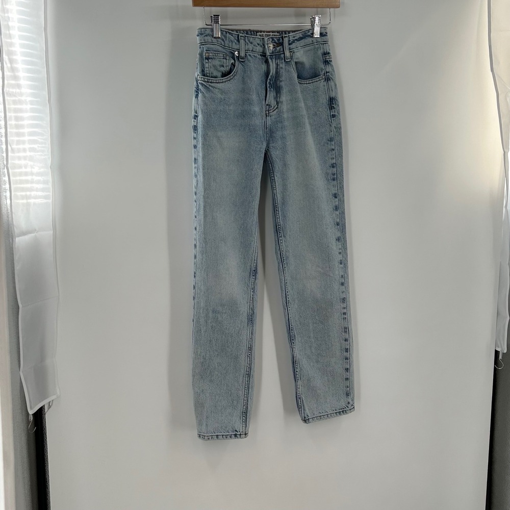 We The Free Free People Pacifica High Rise Straight Leg Jeans Light Wash Blue 24
